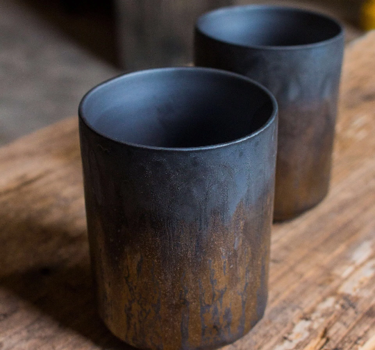 Gohobi Ceramic Japanese style golden teacup stoneware coffee