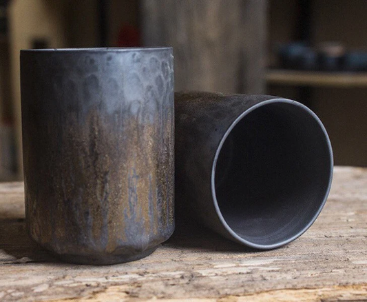 Gohobi Ceramic Japanese style golden teacup stoneware coffee