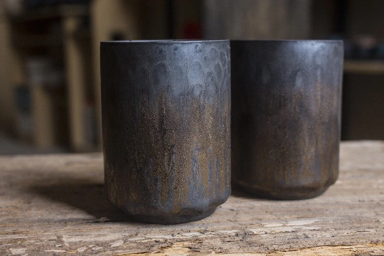 Gohobi Ceramic Japanese style golden teacup stoneware coffee