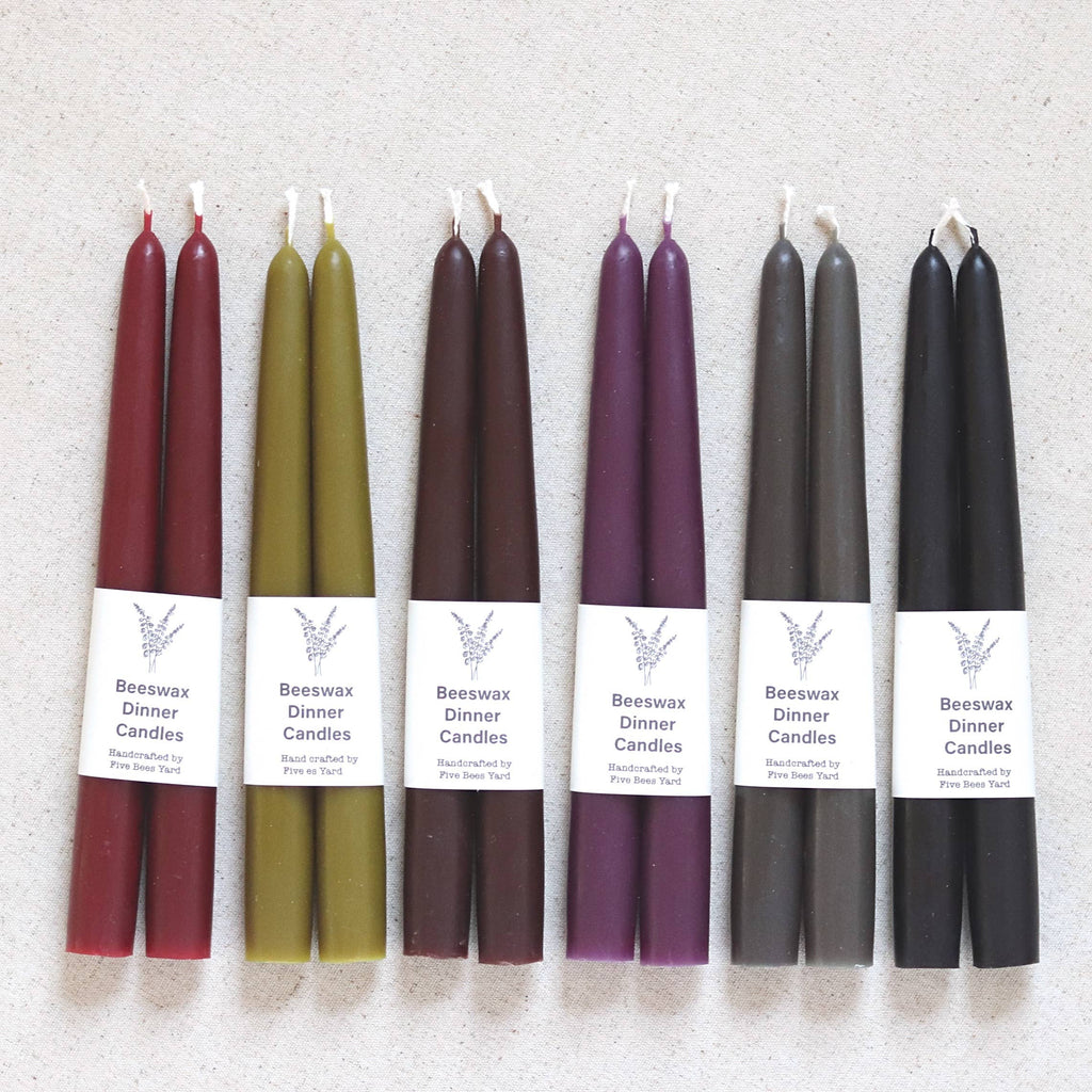 Eco & Sustainable Tapered Dinner Candles | Long & Clean Burn: Large (23cm) / Natural (Yellow)