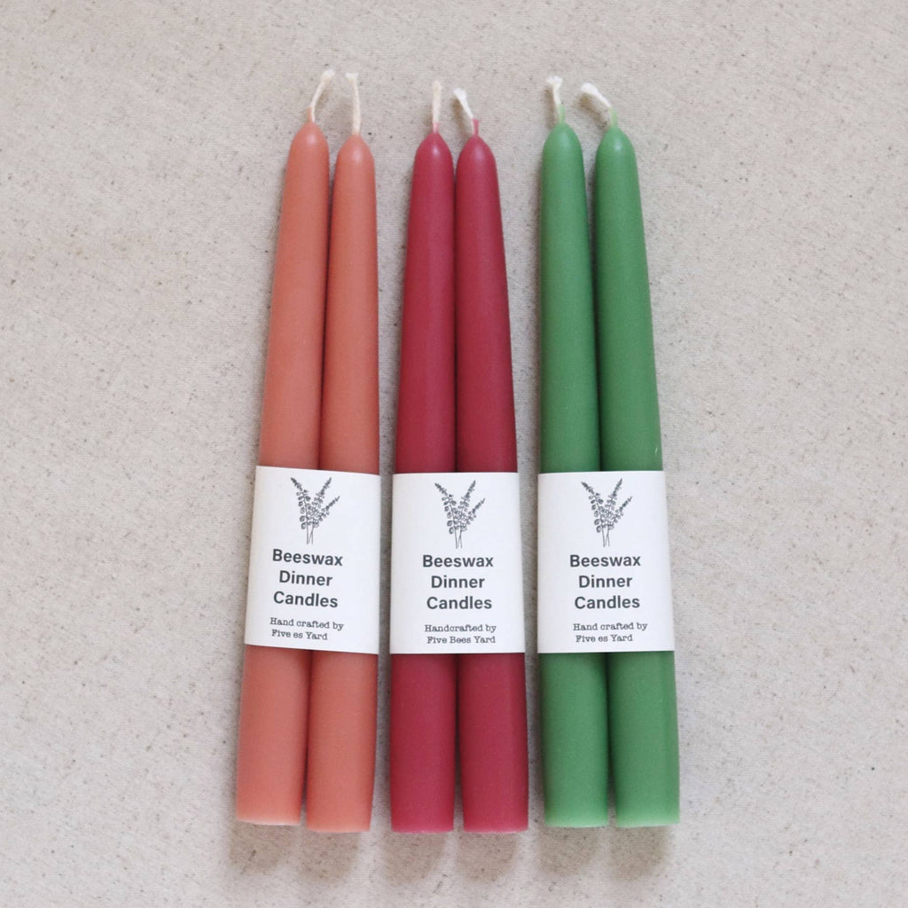 Eco & Sustainable Tapered Dinner Candles | Long & Clean Burn: Large (23cm) / Burgundy Red