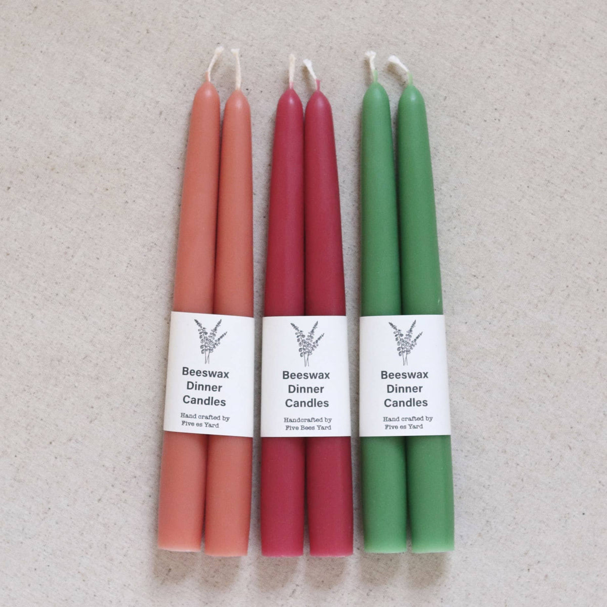 Eco & Sustainable Tapered Dinner Candles | Long & Clean Burn: Large (23cm) / Natural (Yellow)