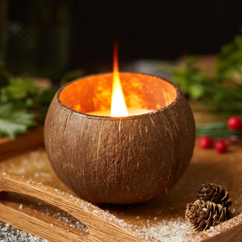 Coconut Shell Candle w/ Gift Bag: Toasted Coconut