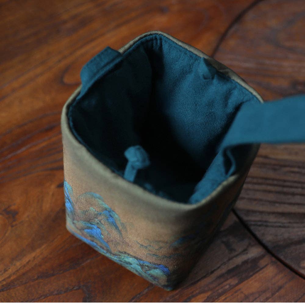 Gohobi Mountains Rivers Teaware Storage Travel Bag: Rivers and Mountains (Medium) 10cm×10cm×13cm