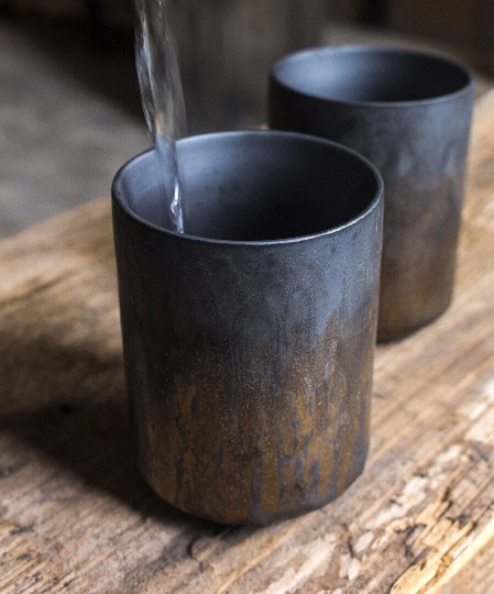 Gohobi Ceramic Japanese style golden teacup stoneware coffee