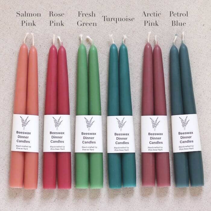 Eco & Sustainable Tapered Dinner Candles | Long & Clean Burn: Large (23cm) / Natural (Yellow)