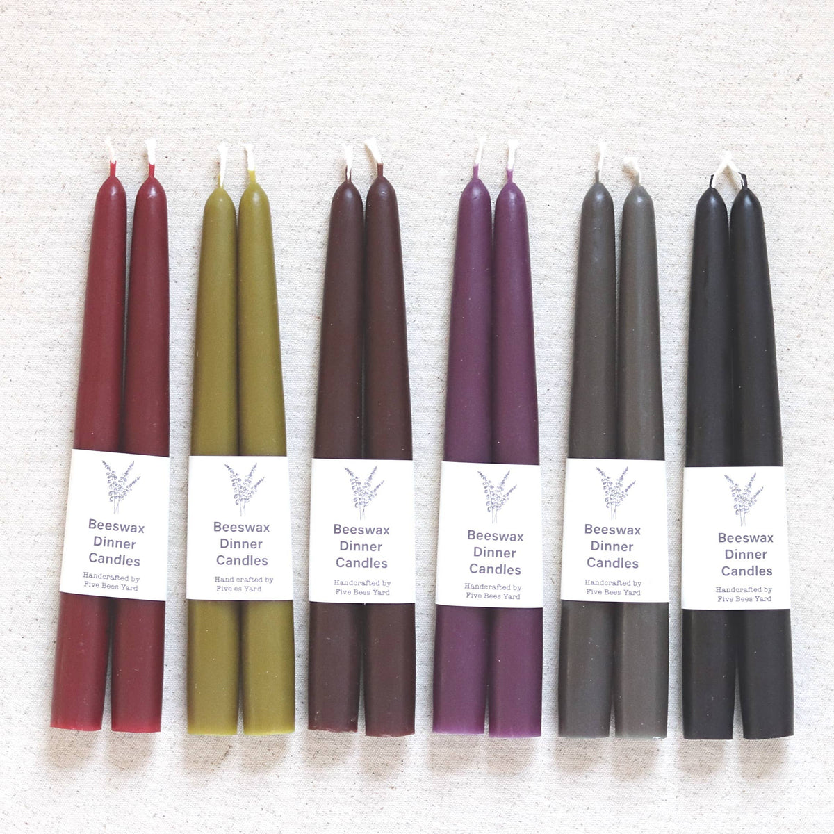 Eco & Sustainable Tapered Dinner Candles | Long & Clean Burn: Large (23cm) / Natural (Yellow)