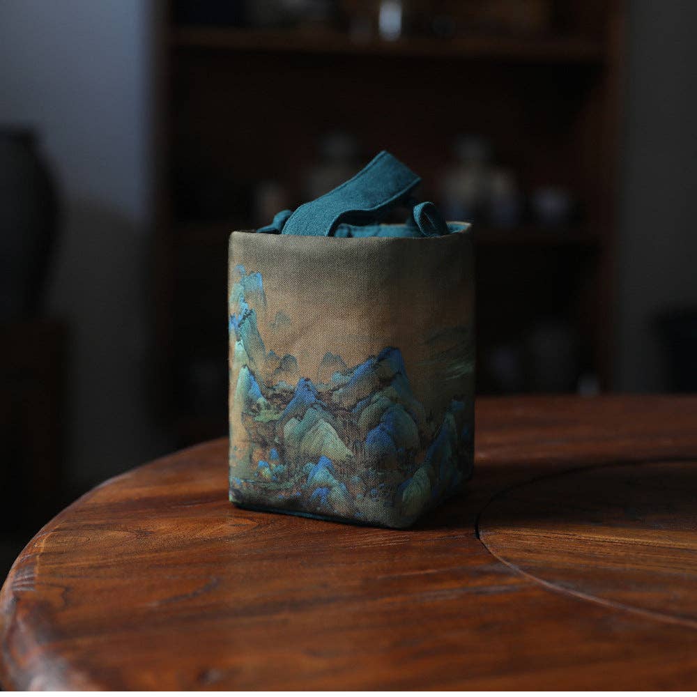 Gohobi Mountains Rivers Teaware Storage Travel Bag: Rivers and Mountains (Medium) 10cm×10cm×13cm