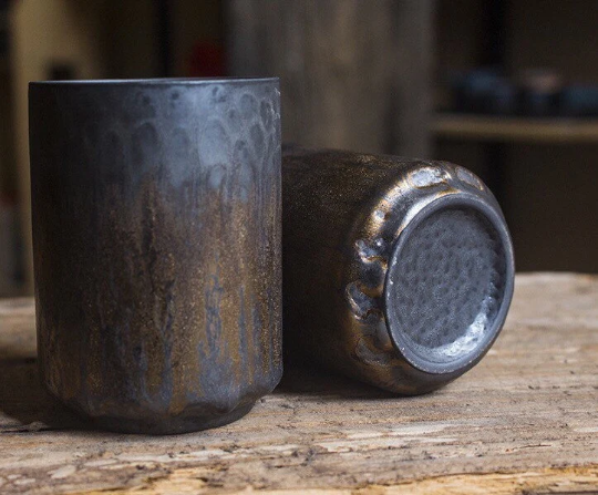 Gohobi Ceramic Japanese style golden teacup stoneware coffee