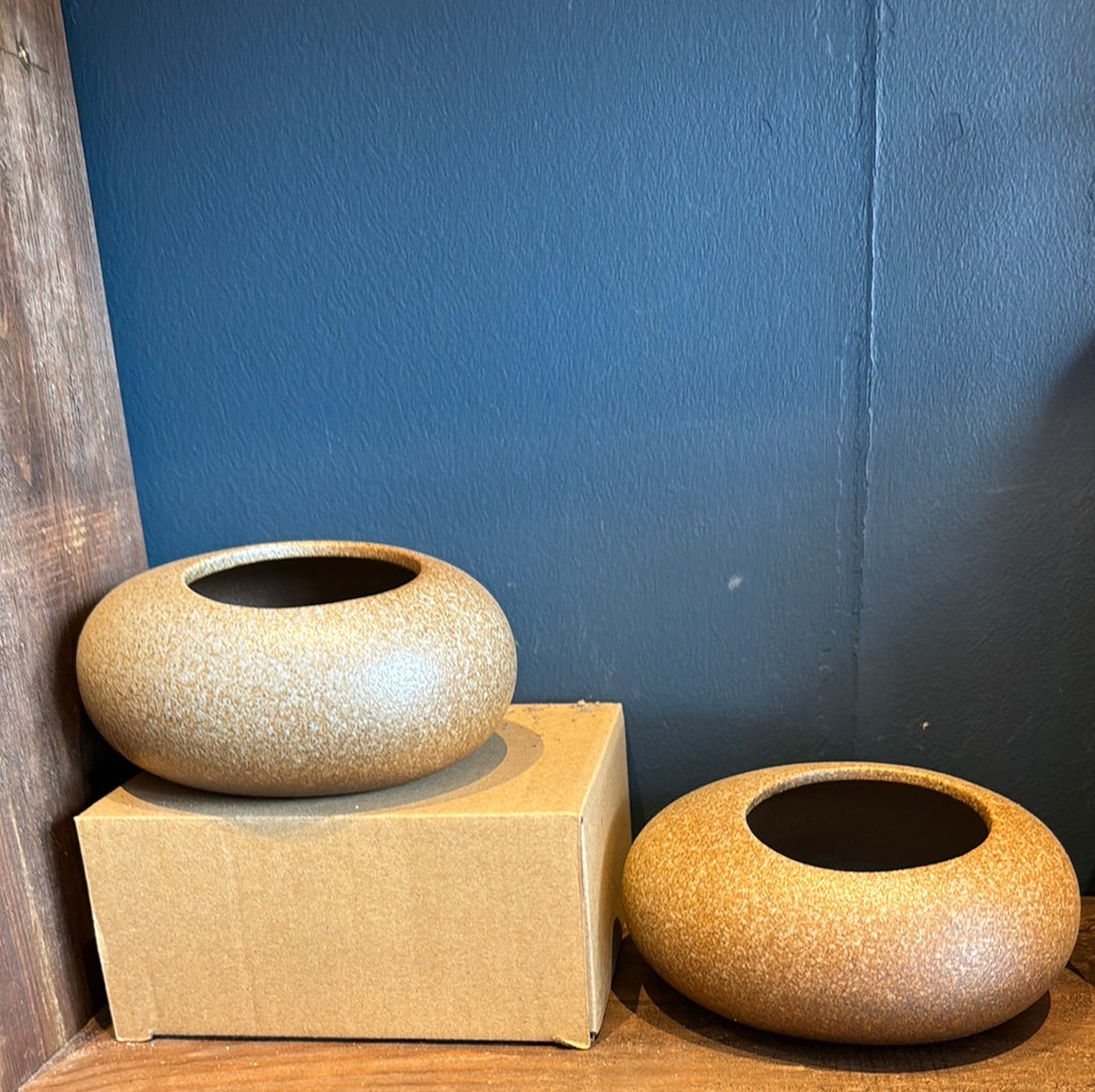 Handmade Ikebana Vase, Japanese Brown