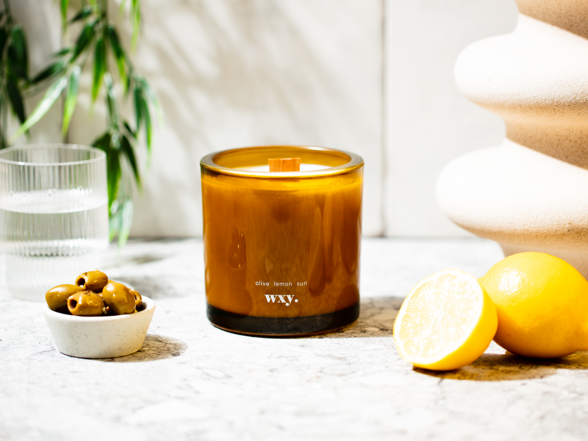 Roam - 12.5oz candle with pure essential oils ( olive lemon sun)