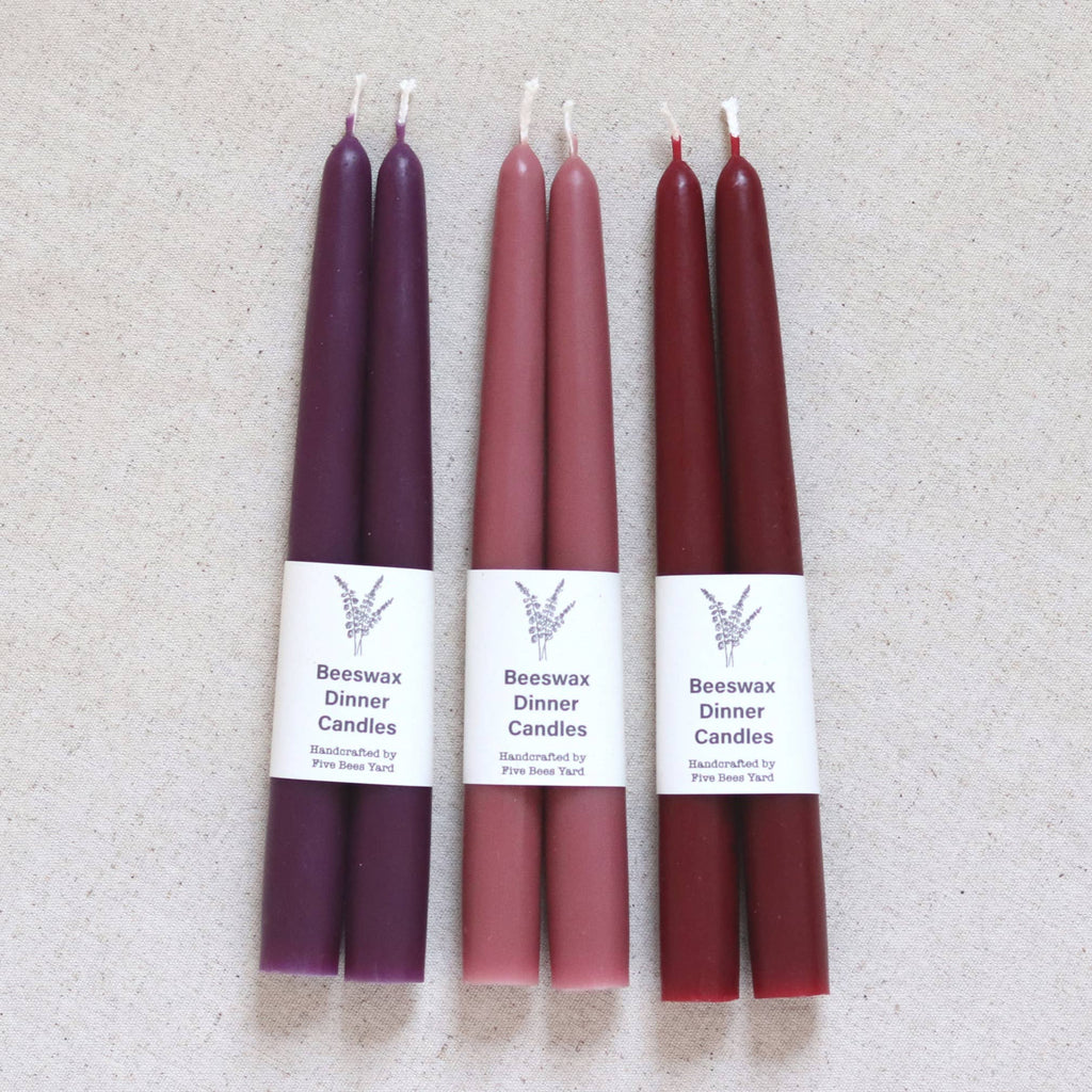 Eco & Sustainable Tapered Dinner Candles | Long & Clean Burn: Large (23cm) / Natural (Yellow)