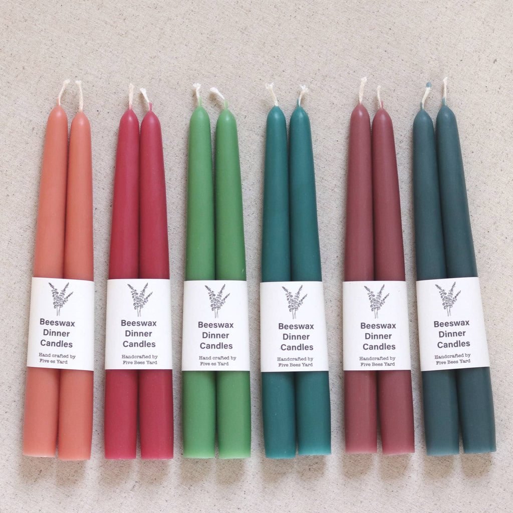 Eco & Sustainable Tapered Dinner Candles | Long & Clean Burn: Large (23cm) / Burgundy Red