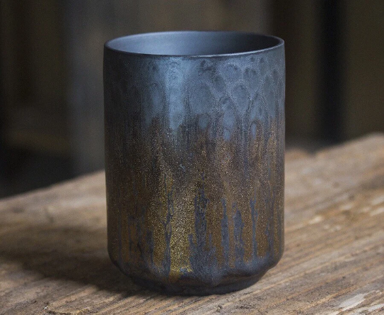 Gohobi Ceramic Japanese style golden teacup stoneware coffee