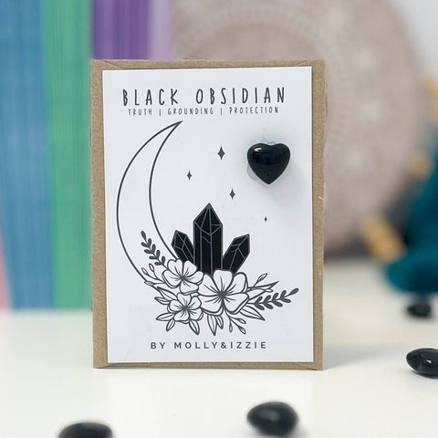Black Obsidian Crystal on Card