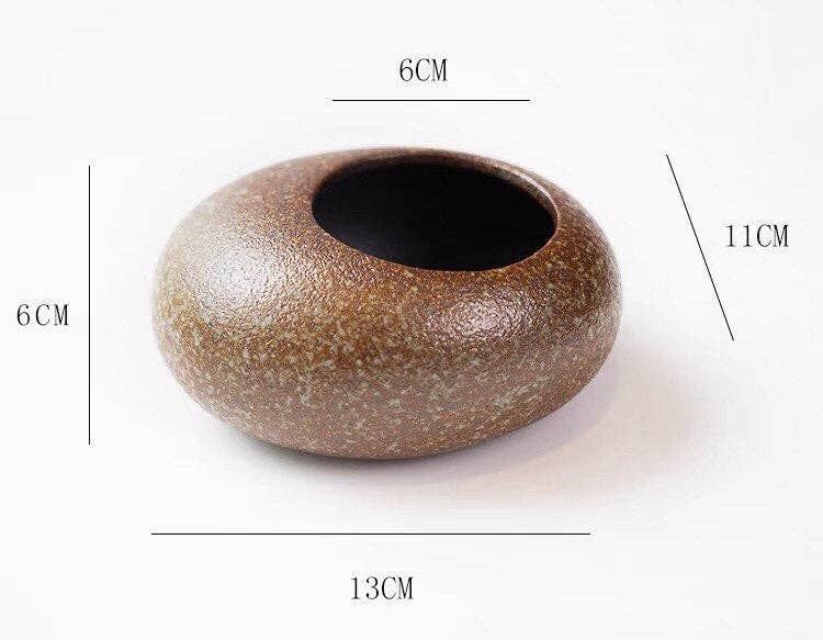 Handmade Ikebana Vase, Japanese Brown