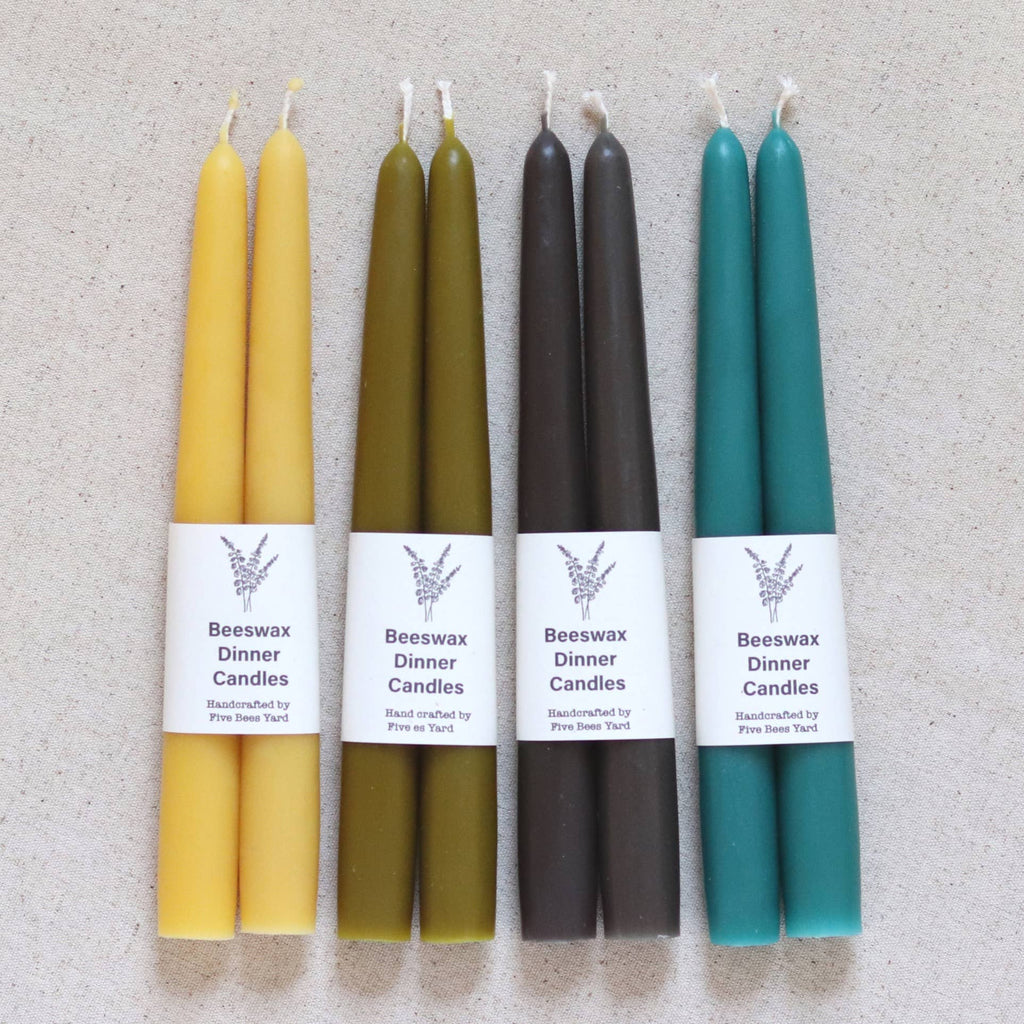 Eco & Sustainable Tapered Dinner Candles | Long & Clean Burn: Large (23cm) / Natural (Yellow)