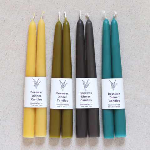 Eco & Sustainable Tapered Dinner Candles | Long & Clean Burn: Large (23cm) / Natural (Yellow)