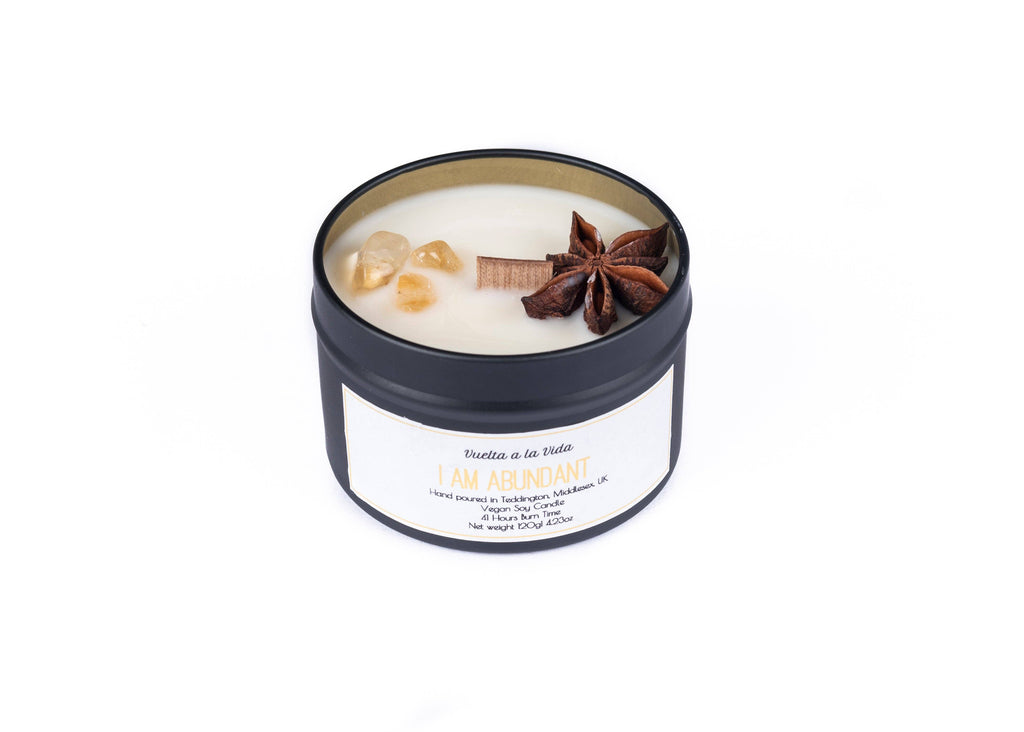 I AM ABUNDANT Citrine Candle: WOODEN WICK