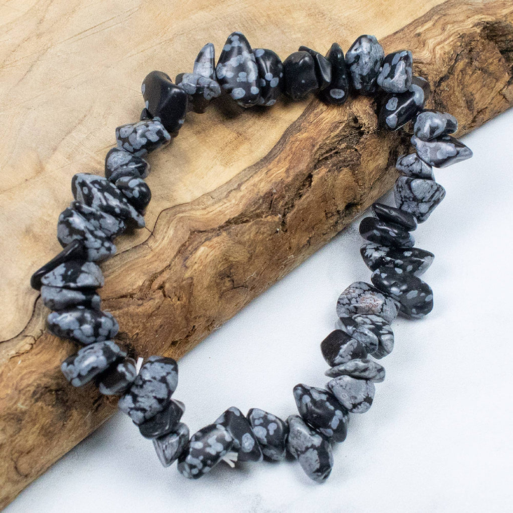 Gemstone Chip Bracelet: Snowflake Obsidian