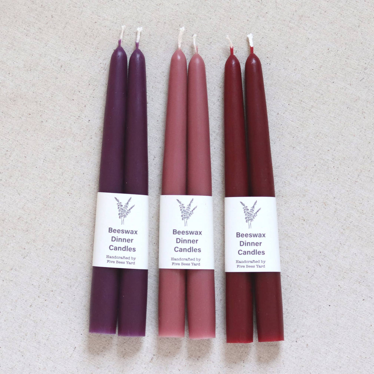 Eco & Sustainable Tapered Dinner Candles | Long & Clean Burn: Large (23cm) / Burgundy Red