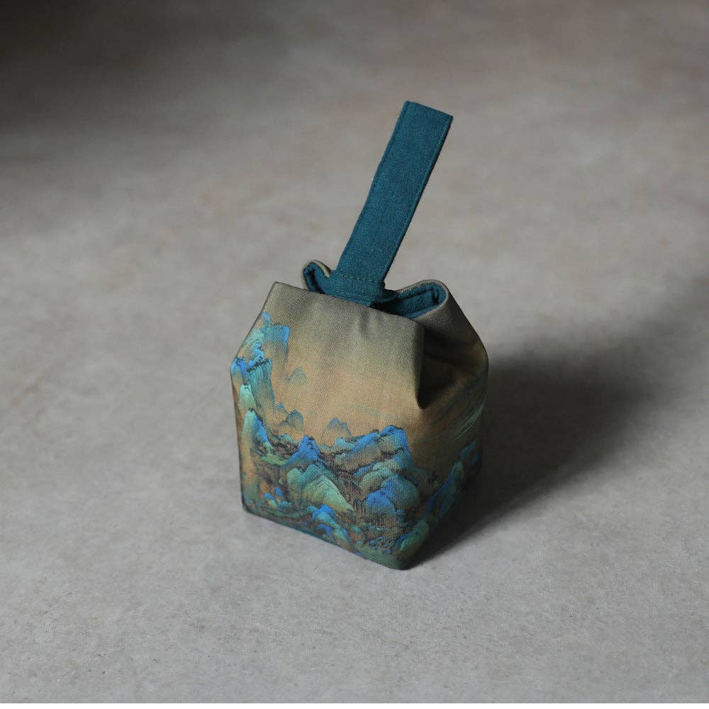 Gohobi Mountains Rivers Teaware Storage Travel Bag: Rivers and Mountains (Medium) 10cm×10cm×13cm
