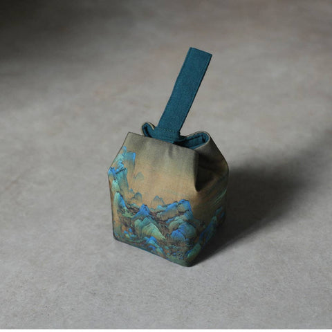 Gohobi Mountains Rivers Teaware Storage Travel Bag: Rivers and Mountains (Medium) 10cm×10cm×13cm